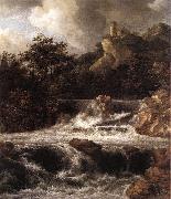 Waterfall with Castle  Built on the Rock Jacob van Ruisdael